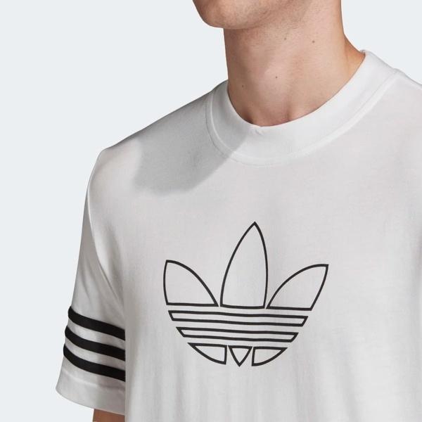 adidas 短袖 Outline Tee 男款 白 短T 三線 三葉草 愛迪達  FM3894-細節圖5