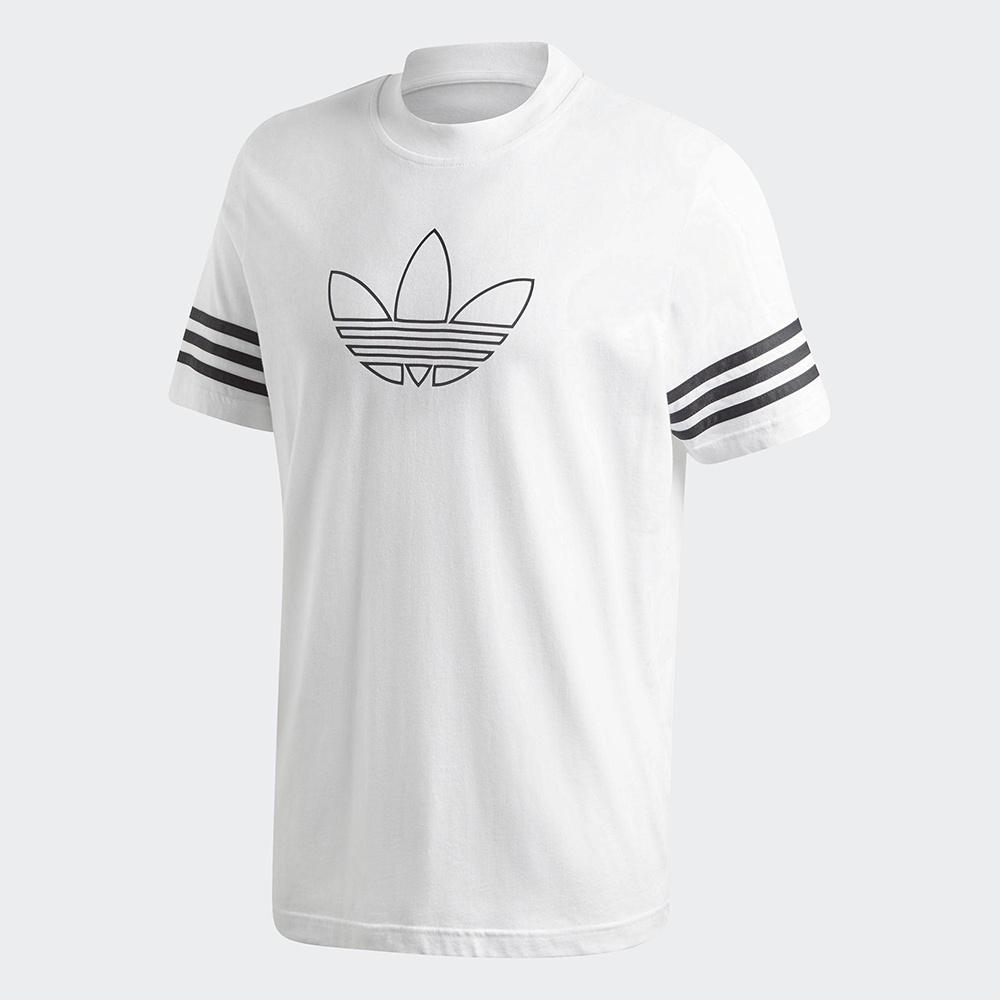 adidas 短袖 Outline Tee 男款 白 短T 三線 三葉草 愛迪達  FM3894-細節圖6