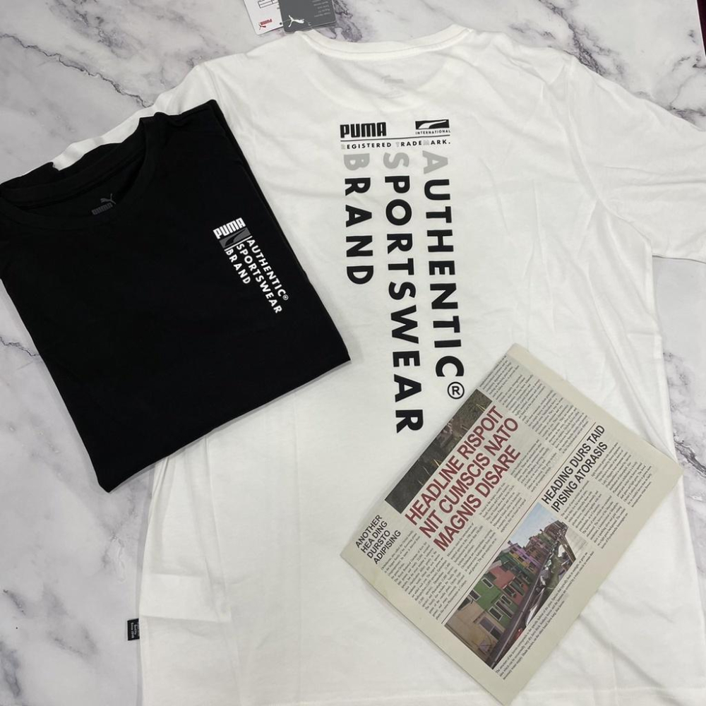 PUMA彪馬 男裝 2022 新款運動服 休閒圓領 短袖T卹 彪馬白黑 85597502 85597501-細節圖2