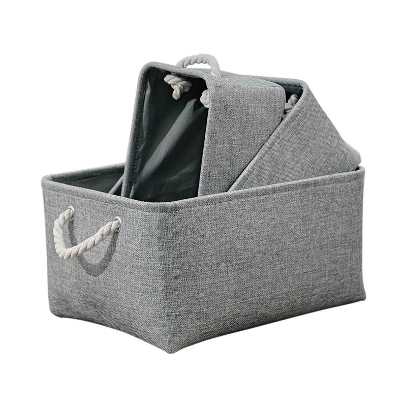 🔥多色多款🔥棉麻摺疊手提收納籃 布藝收納籃 儲物籃 置物籃 棉麻收納籃 折疊收納籃 布收納籃 摺疊收納籃 棉麻置物籃-細節圖2