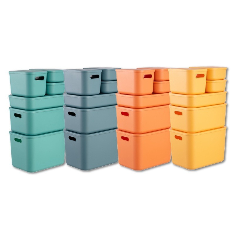 ✨多種規格✨簡約日式收納籃 桌上收納 多功能簡約收納盒 收納盒 置物盒 化妝品收納 居家收納 帶蓋收納盒 多功能 收納箱-細節圖2