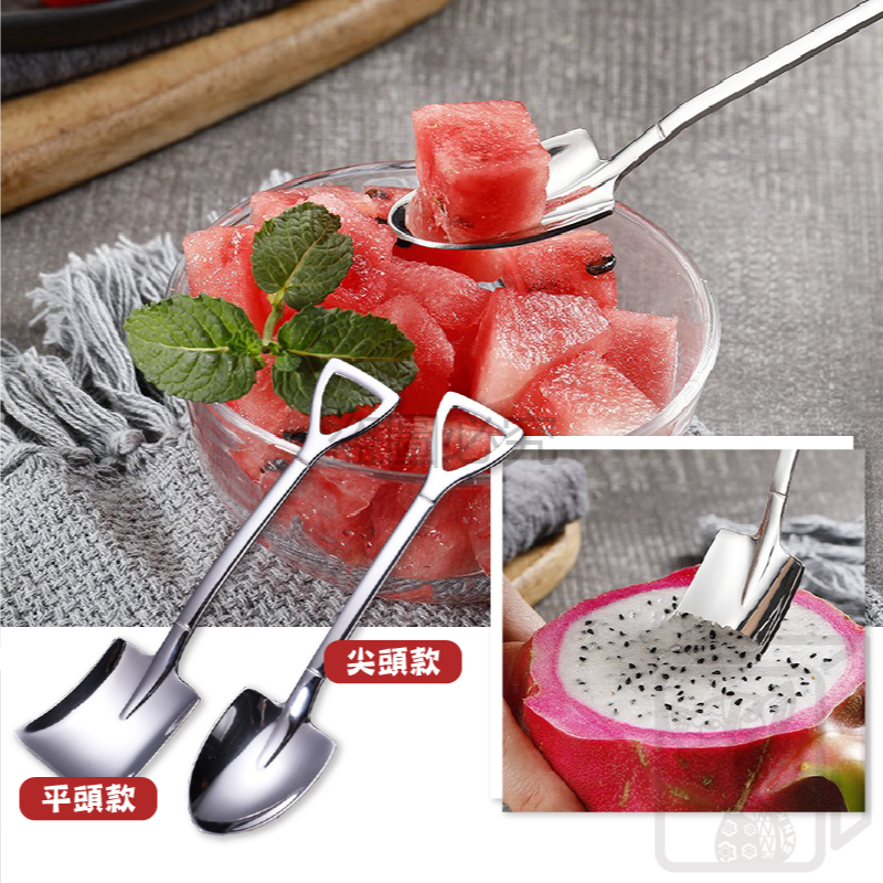 🔥趣味造型🔥不鏽鋼甜點鏟勺 404不鏽鋼 冰淇淋湯匙 甜點匙 鐵鏟勺 水果勺 創意湯匙 湯勺 圓鍬 平鏟 甜品湯匙-細節圖9