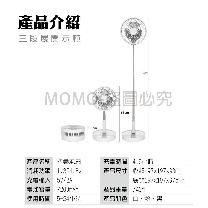 🔥超低價🔥8吋伸縮風扇 八吋摺疊伸縮USB風扇 充電大電量風扇 桌面風扇 充電風扇 8吋風扇 落地直立扇 露營電風扇-細節圖3