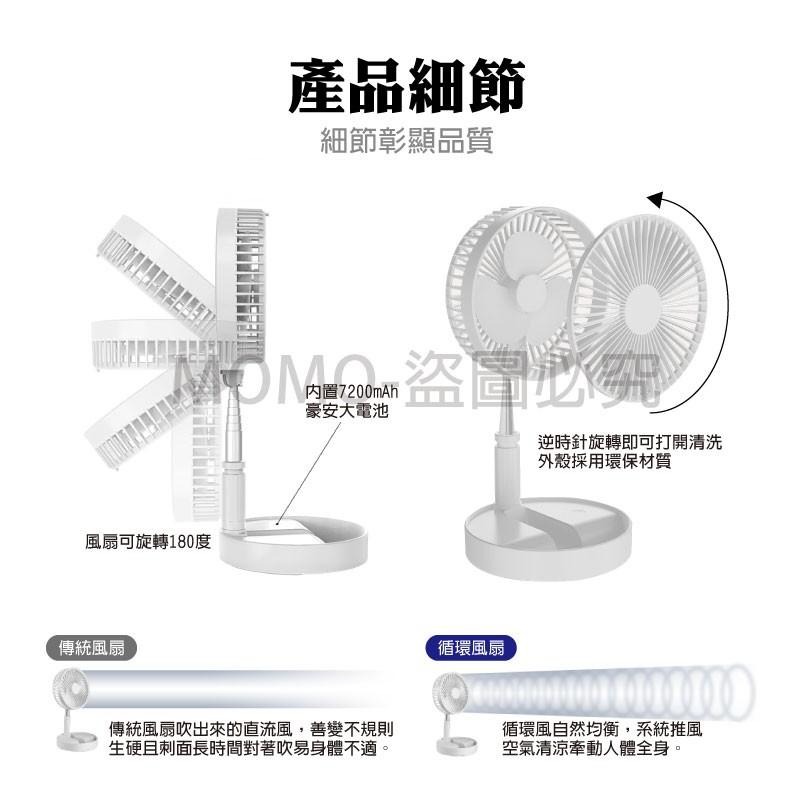 🔥超低價🔥8吋伸縮風扇 八吋摺疊伸縮USB風扇 充電大電量風扇 桌面風扇 充電風扇 8吋風扇 落地直立扇 露營電風扇-細節圖7