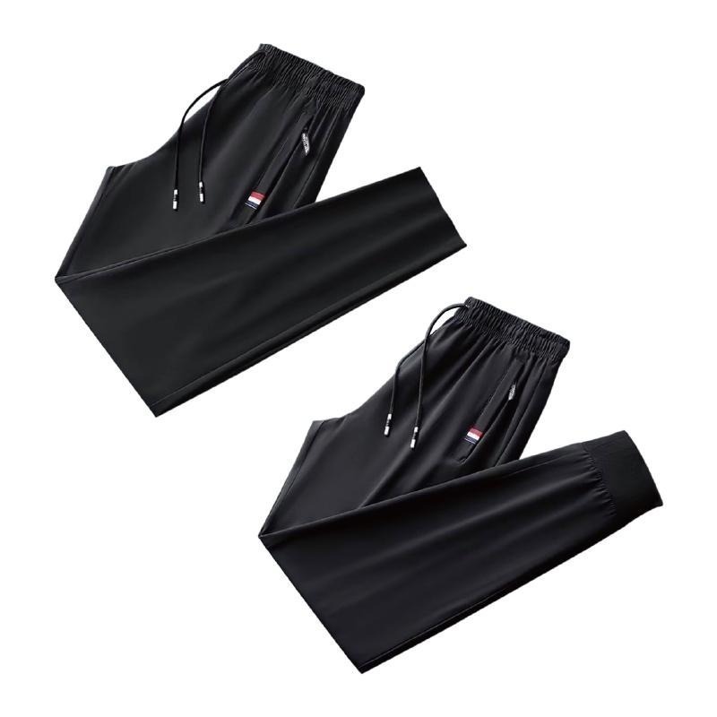 🔥拉鍊口袋🔥冰絲運動長褲 透氣運動長褲 涼感運動褲 工作褲 束口褲 慢跑褲 素面長褲 直筒褲 素面長褲直筒褲涼感長褲-細節圖2