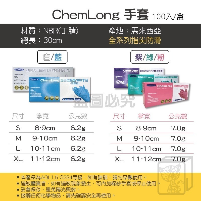 🔥台灣品牌🔥加長版 NBR手套 AQUAGLOVE 100入/盒 丁晴手套耐油熱 一次性餐飲手套 白色手套【AQG】-細節圖3