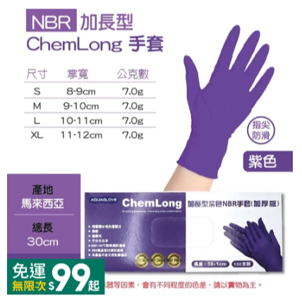 🔥台灣品牌🔥加長版 NBR手套 AQUAGLOVE 100入/盒 丁晴手套耐油熱 一次性餐飲手套 白色手套【AQG】-規格圖6