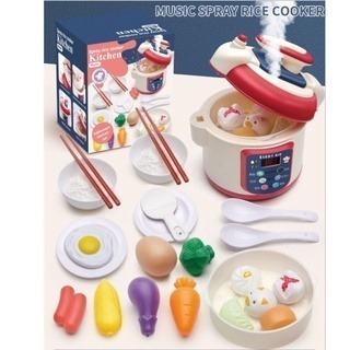 🔥豐富配件🔥玩具電子鍋 噴霧電飯鍋 玩具套裝 做飯煮飯 餐具電鍋烘碗機 廚房電磁爐 仿真蒸氣電子鍋 兒童扮家家酒-細節圖4