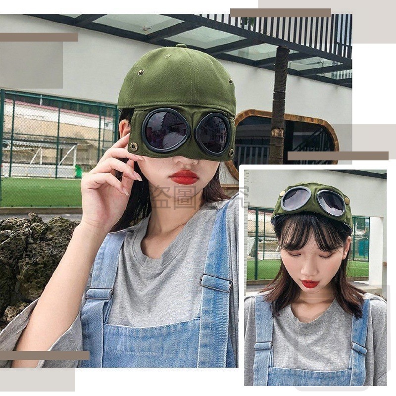 🔥網紅爆款🔥飛行員棒球帽 墨鏡棒球帽 遮陽帽 墨鏡帽 眼鏡帽子 鴨舌帽 太陽眼鏡 防曬 遮陽眼鏡 貓耳朵帽子 飛行員-細節圖6