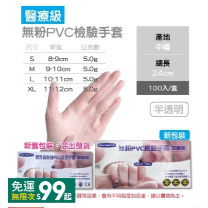 【醫療級】PVC加厚手套｜AQG,S