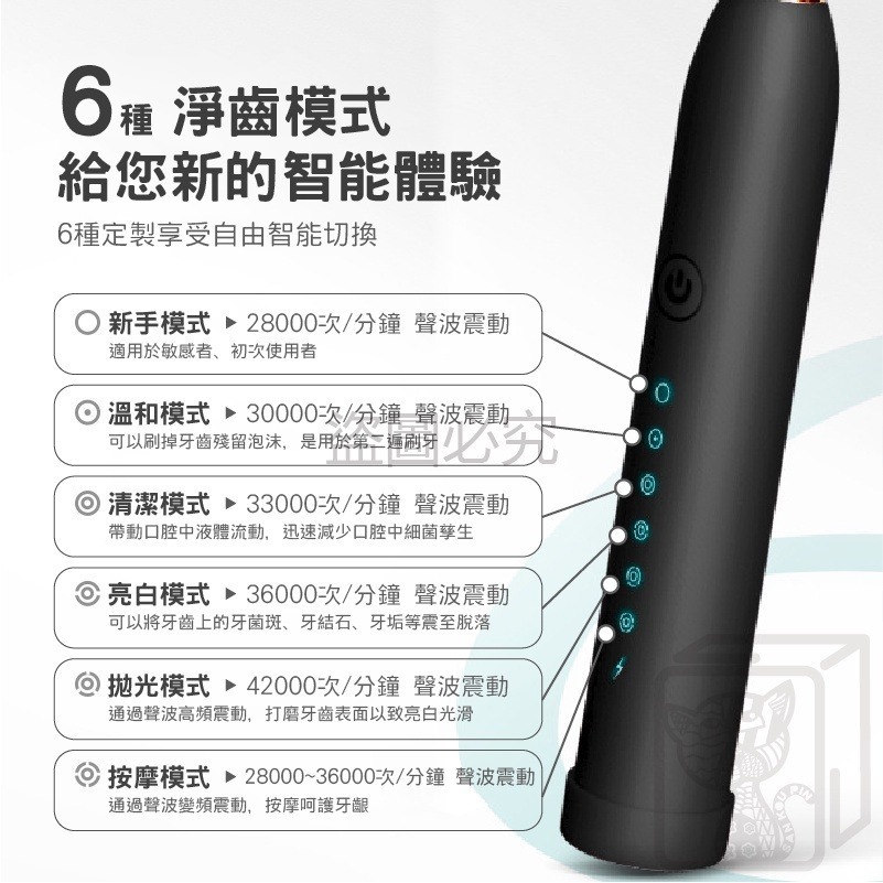 🔥6檔切換🔥電動牙刷 聲波電動牙刷 清潔牙刷 成人牙刷 超聲波牙刷 充電牙刷 音波牙刷 牙刷 自動牙刷 電動刷 牙刷-細節圖4
