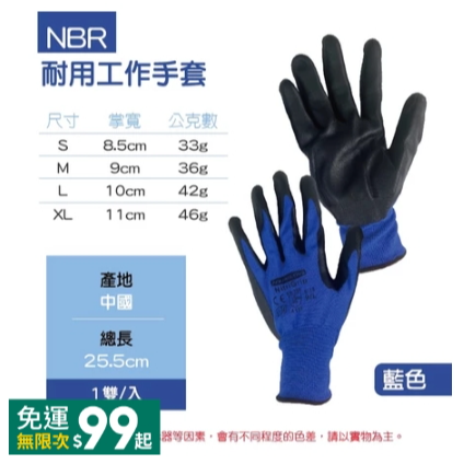 🔥高品質🔥NBR止滑手套 工作手套 尼龍手套 塗膠手套 作業用手套 塗層手套 耐磨手套 防滑手套 防靜電手套【AQG-規格圖8