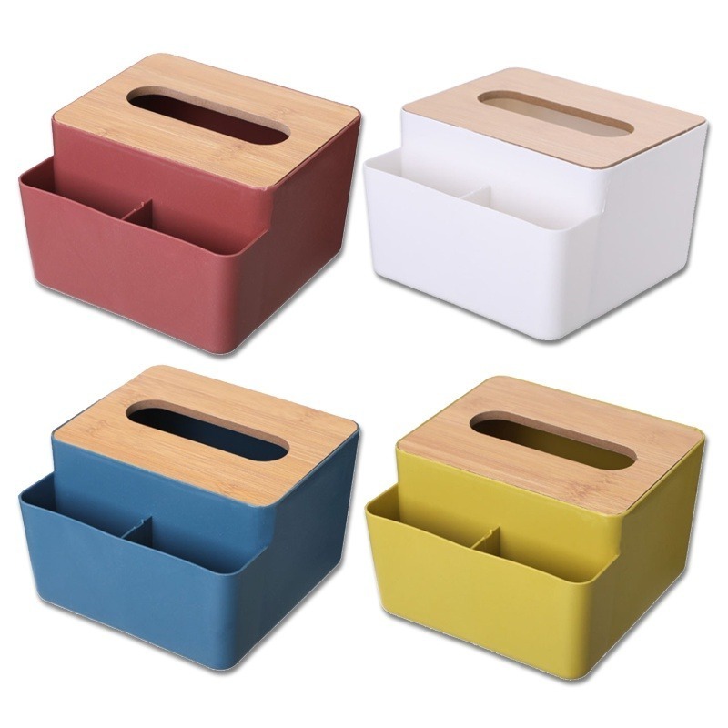 🔥台灣發貨🔥日式面紙盒 多功能竹木蓋紙巾盒 創意桌面抽紙盒 家用客廳簡約面紙盒 衛生紙收納盒遙控器收納盒可置物衛生紙-細節圖2