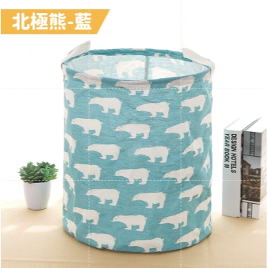 北極熊藍 棉麻洗衣籃