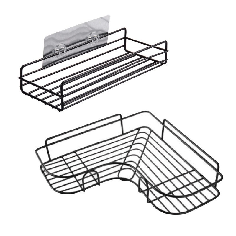 🔥台灣發貨🔥浴室掛式收納架 浴室置物架 鐵藝 浴室 廚房 收納架 置物 轉角收納 免打孔置物架 廚房置物 儲物架-細節圖2