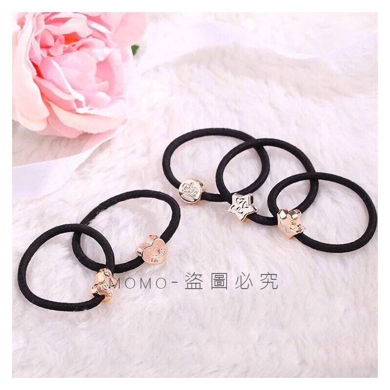 🎉台灣發貨🎉韓版新款黑色造型電鍍髮圈 高彈力髮束 金屬色髮飾 髮飾 高彈力束髮圈 綁頭髮 素面髮圈 綁頭髮髮圈-細節圖3