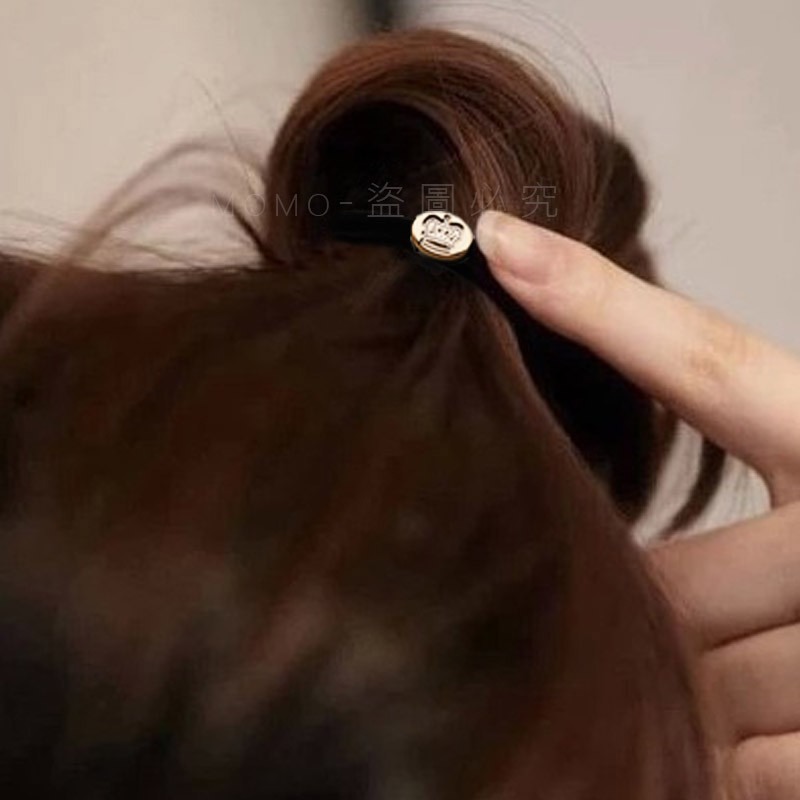 🎉台灣發貨🎉韓版新款黑色造型電鍍髮圈 高彈力髮束 金屬色髮飾 髮飾 高彈力束髮圈 綁頭髮 素面髮圈 綁頭髮髮圈-細節圖5
