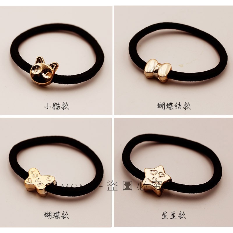 🎉台灣發貨🎉韓版新款黑色造型電鍍髮圈 高彈力髮束 金屬色髮飾 髮飾 高彈力束髮圈 綁頭髮 素面髮圈 綁頭髮髮圈-細節圖6