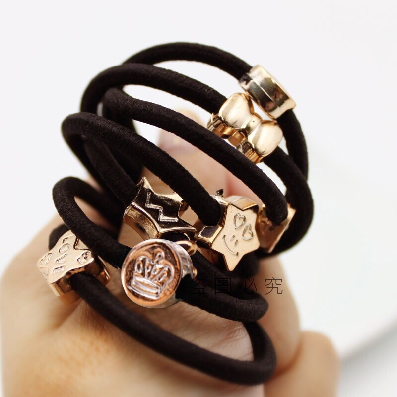 🎉台灣發貨🎉韓版新款黑色造型電鍍髮圈 高彈力髮束 金屬色髮飾 髮飾 高彈力束髮圈 綁頭髮 素面髮圈 綁頭髮髮圈-細節圖8