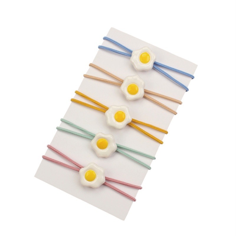 🔥台灣發貨🔥五色可挑🔥荷包蛋髮圈 少女髮飾 趣味可愛造型髮圈 日韓簡約髮圈 馬卡龍髮圈 創意小清新髮繩綁頭髮-細節圖2