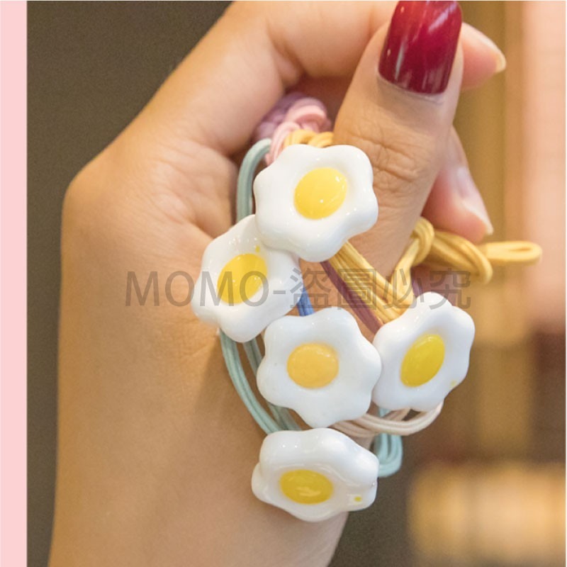 🔥台灣發貨🔥五色可挑🔥荷包蛋髮圈 少女髮飾 趣味可愛造型髮圈 日韓簡約髮圈 馬卡龍髮圈 創意小清新髮繩綁頭髮-細節圖5