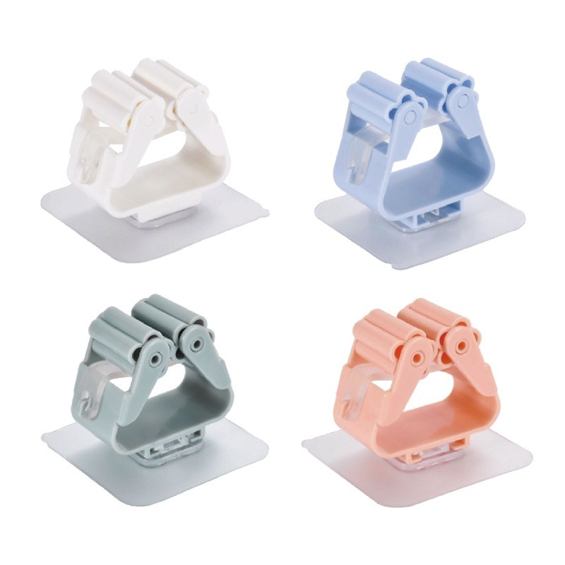 🔥台灣發貨🔥無痕拖把掛架 免打孔多功能拖把架 單扣拖把收納掛架 拖把夾掃把架 拖把卡座拖把掛鉤 浴室廚房置物架-細節圖2