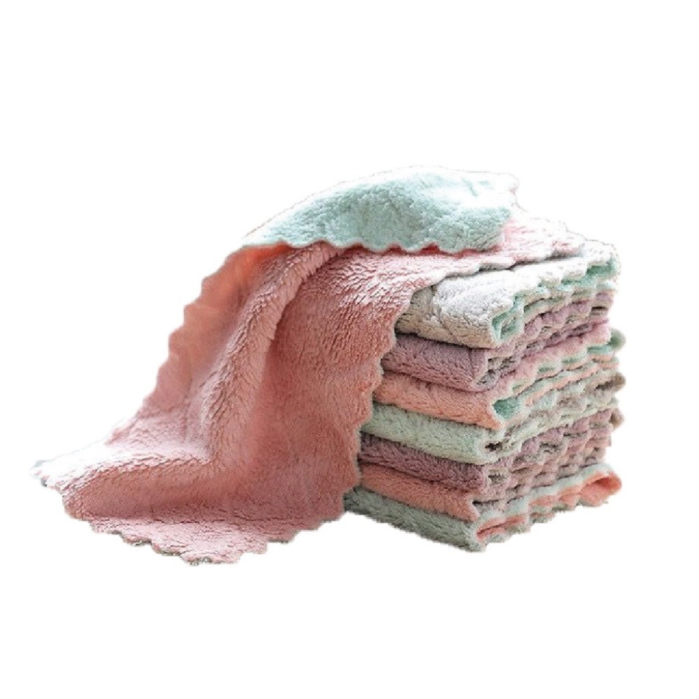 🔥柔軟舒適🔥加厚珊瑚絨廚房吸水抹布 不沾油吸水抹布 雙面雙色百潔布 去汙抹布 不掉毛洗碗布 廚房清潔 超細纖維抹布-細節圖2