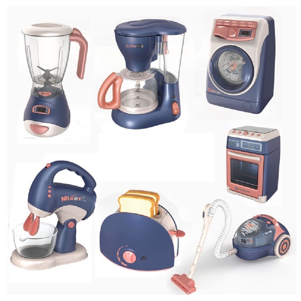 🔥台灣發貨🔥兒童仿真小家電 廚房玩具 男孩女孩模擬 電動洗衣機 小家電套裝 扮家家酒玩具 聲光效果 咖啡機吸塵器果汁-細節圖2