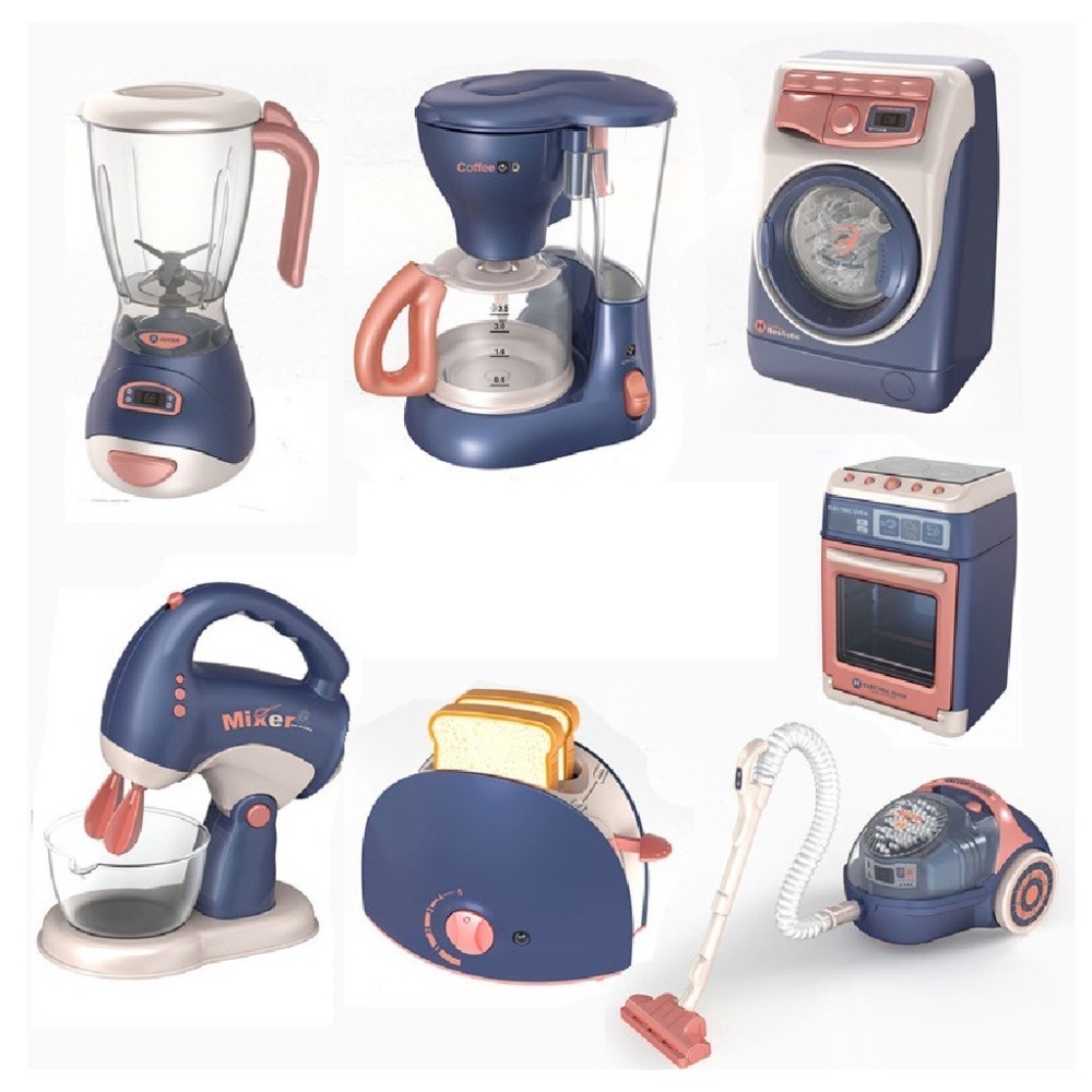 🔥台灣發貨🔥兒童仿真小家電 廚房玩具 男孩女孩模擬 電動洗衣機 小家電套裝 扮家家酒玩具 聲光效果 咖啡機吸塵器果汁-細節圖2