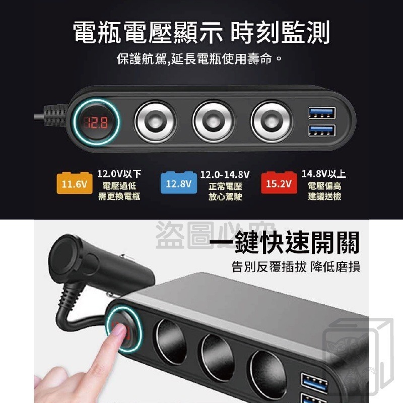 🔥檢驗合格🔥車用點煙器擴充座 usb擴充 車充擴充 車用充電器 點菸器擴充type-c PD車用快充 QC3.0車用-細節圖8