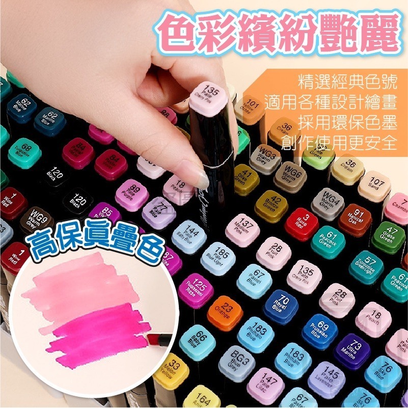 🔥色彩鮮豔🔥雙頭彩色馬克筆 24色 48色 80色 色彩馬克筆 油性馬克筆 雙頭馬克筆 馬克筆 雙頭繪筆 多色馬克筆-細節圖4