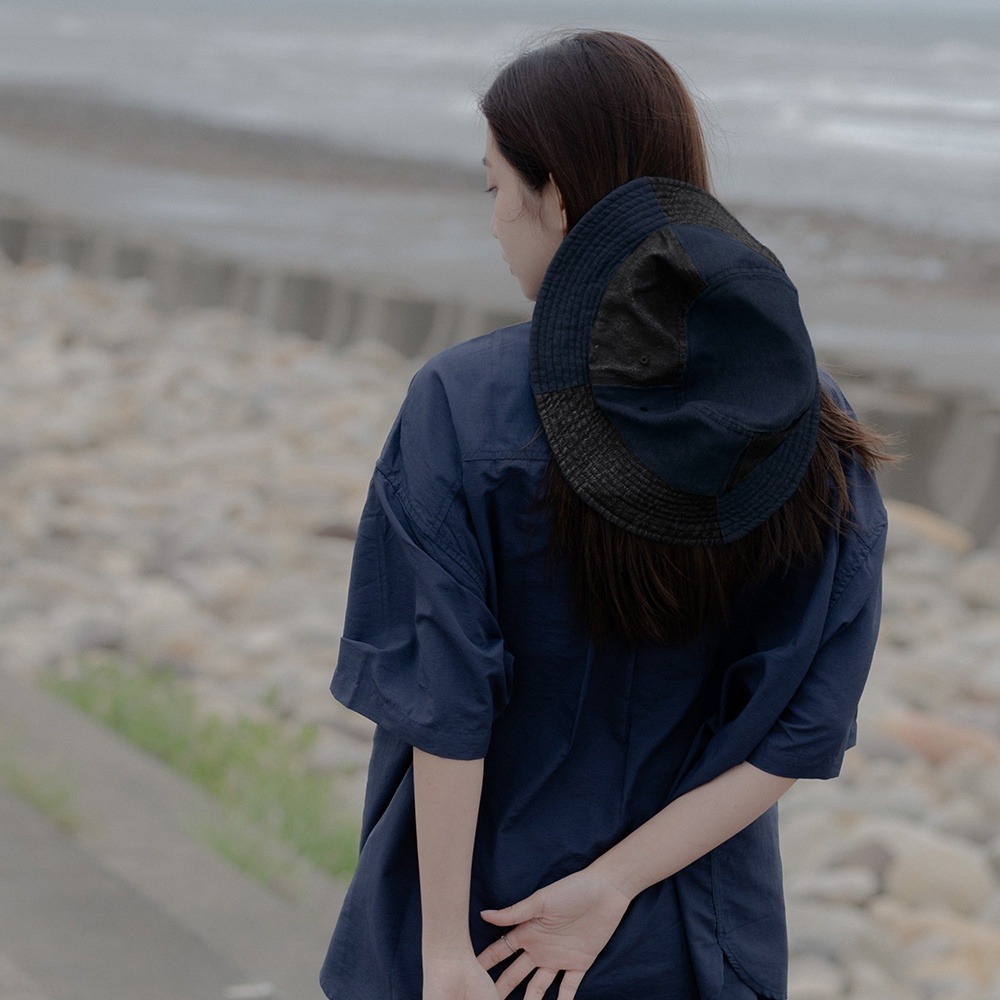 🌟拼接設計🌟撞色拼接漁夫帽 HUGE OUTDOOR HAT 漁夫帽 登山帽 露營帽 圓帽 可拆帽繩 休閒帽 FUS-細節圖9