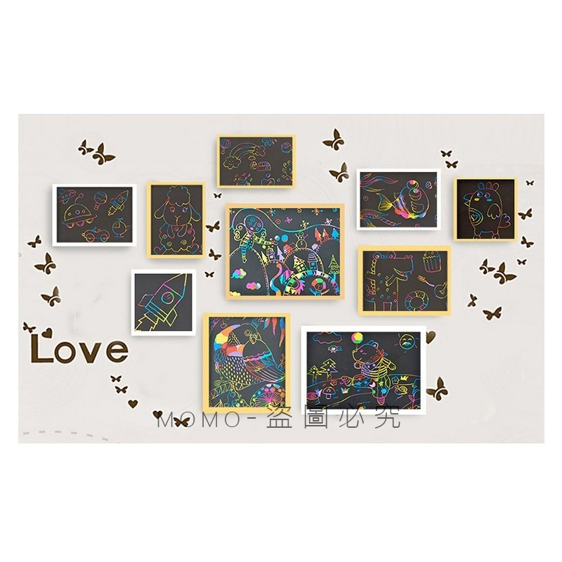 🎉現貨🎉兒童炫彩刮畫 自由創作手作塗鴉 圖案導引 開發創意力 手工創意DIY勞作 兒童美勞 裝飾畫板 兒童益智繪畫-細節圖6