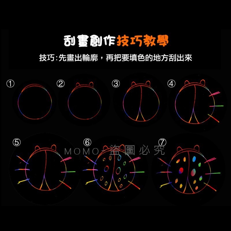 🎉現貨🎉兒童炫彩刮畫 自由創作手作塗鴉 圖案導引 開發創意力 手工創意DIY勞作 兒童美勞 裝飾畫板 兒童益智繪畫-細節圖8
