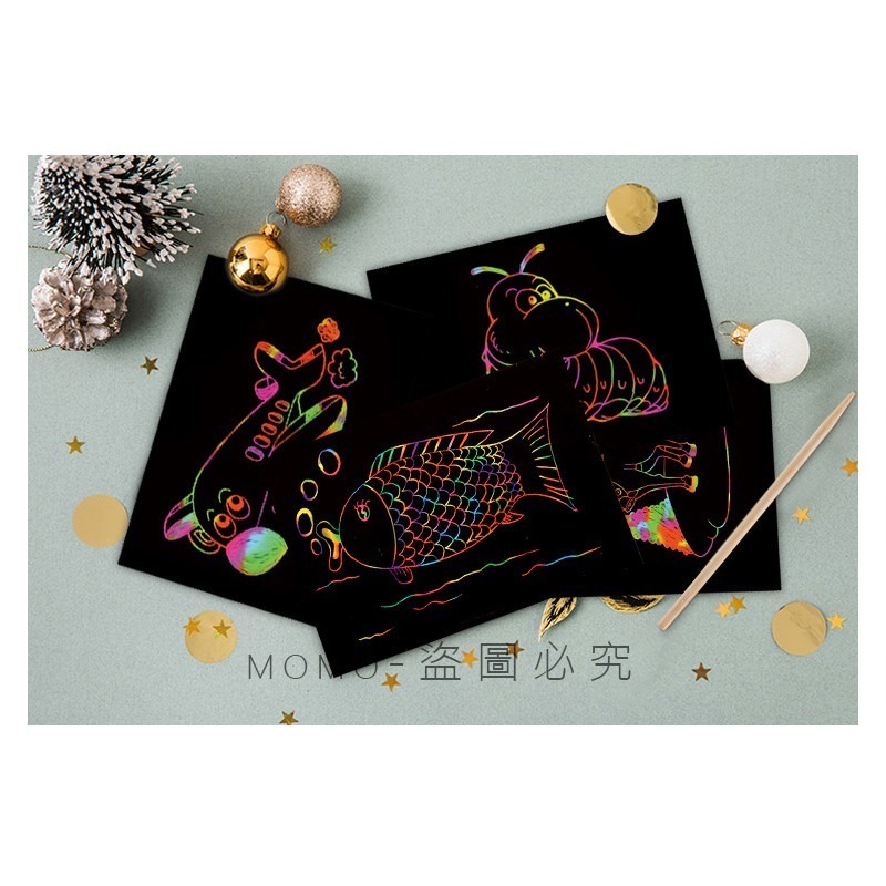 🎉現貨🎉兒童炫彩刮畫 自由創作手作塗鴉 圖案導引 開發創意力 手工創意DIY勞作 兒童美勞 裝飾畫板 兒童益智繪畫-細節圖9