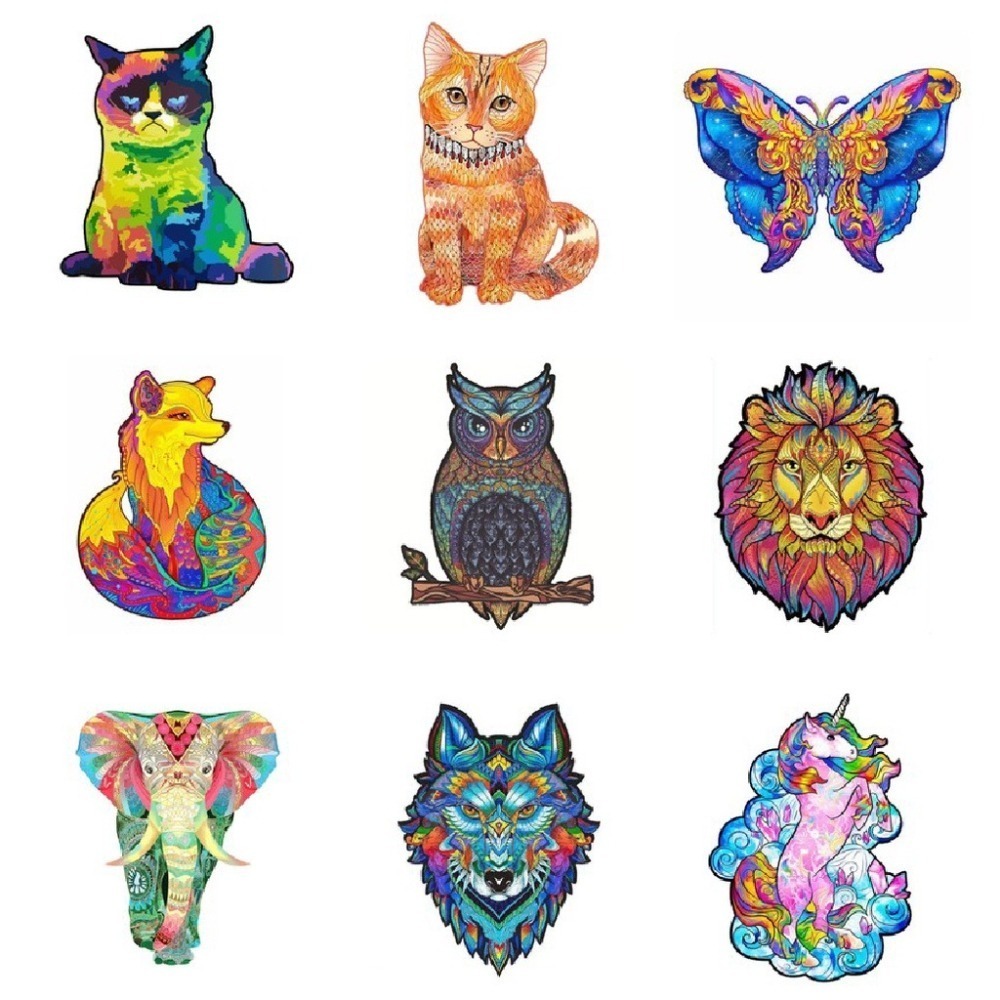 🔥台灣發貨🔥曼陀羅拼圖 高難度動物立體拼圖 異形木質拼圖 不規則立體拼圖 創意拼圖玩具 3D立體拼圖 動物拼圖 木製-細節圖2