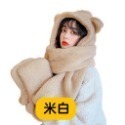 🐻三件套🐻小熊帽子圍巾 連帽小熊圍巾+手套 可愛百搭毛絨圍巾 加厚絨毛圍巾 秋冬保暖圍巾圍脖 泰迪熊純色圍巾-規格圖9