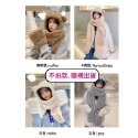 🐻三件套🐻小熊帽子圍巾 連帽小熊圍巾+手套 可愛百搭毛絨圍巾 加厚絨毛圍巾 秋冬保暖圍巾圍脖 泰迪熊純色圍巾-規格圖9