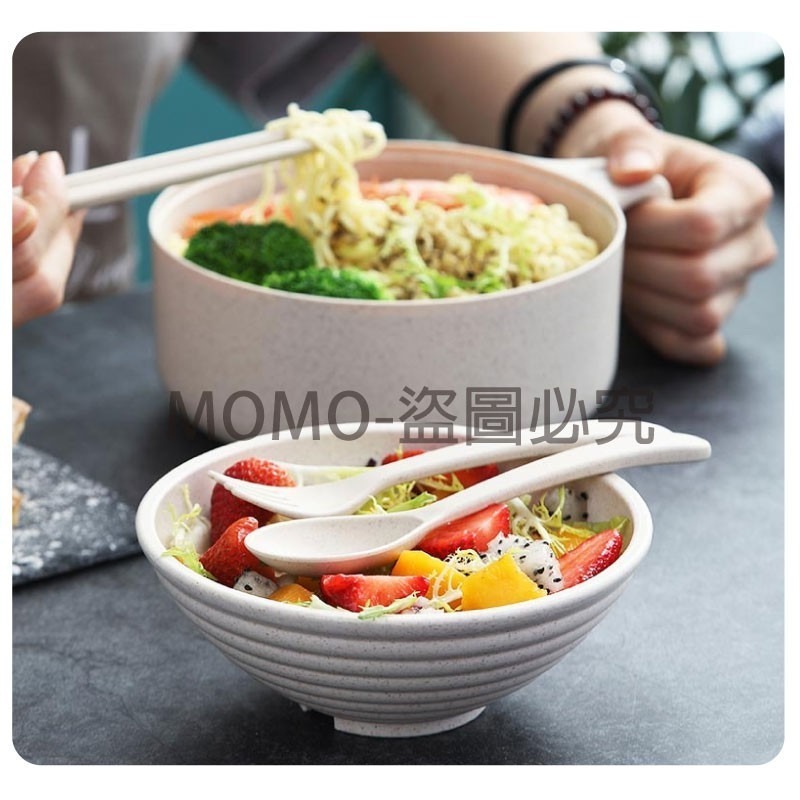 🔥五件套🔥小麥秸稈泡麵碗五件組 帶蓋泡麵碗 附餐具套組 820ml大容量泡麵碗 日式泡麵碗 多功能碗 環保餐具-細節圖7