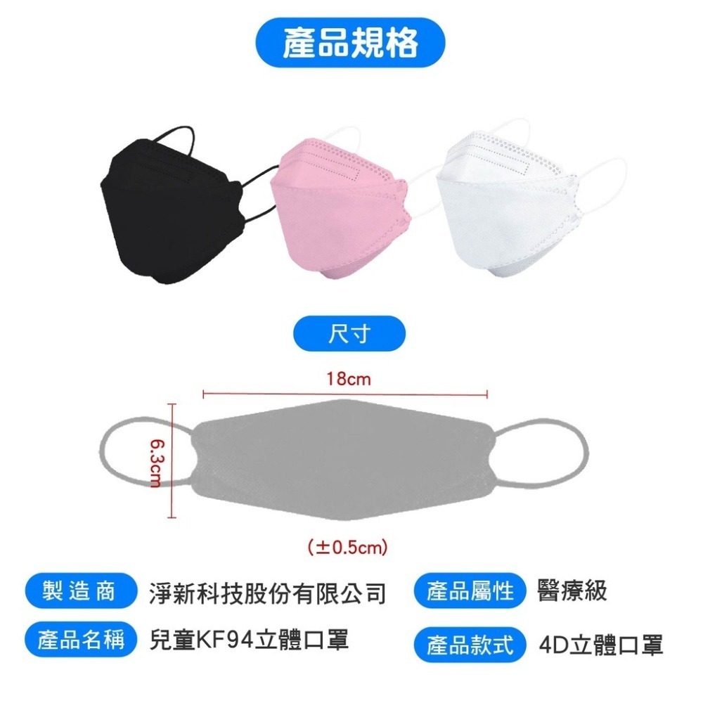 🔥醫療口罩🔥淨新兒童醫用口罩 4D口罩 魚型口罩 魚形口罩 台灣製醫療級口罩 KF94立體口罩 魚嘴口罩 兒童口罩-細節圖3