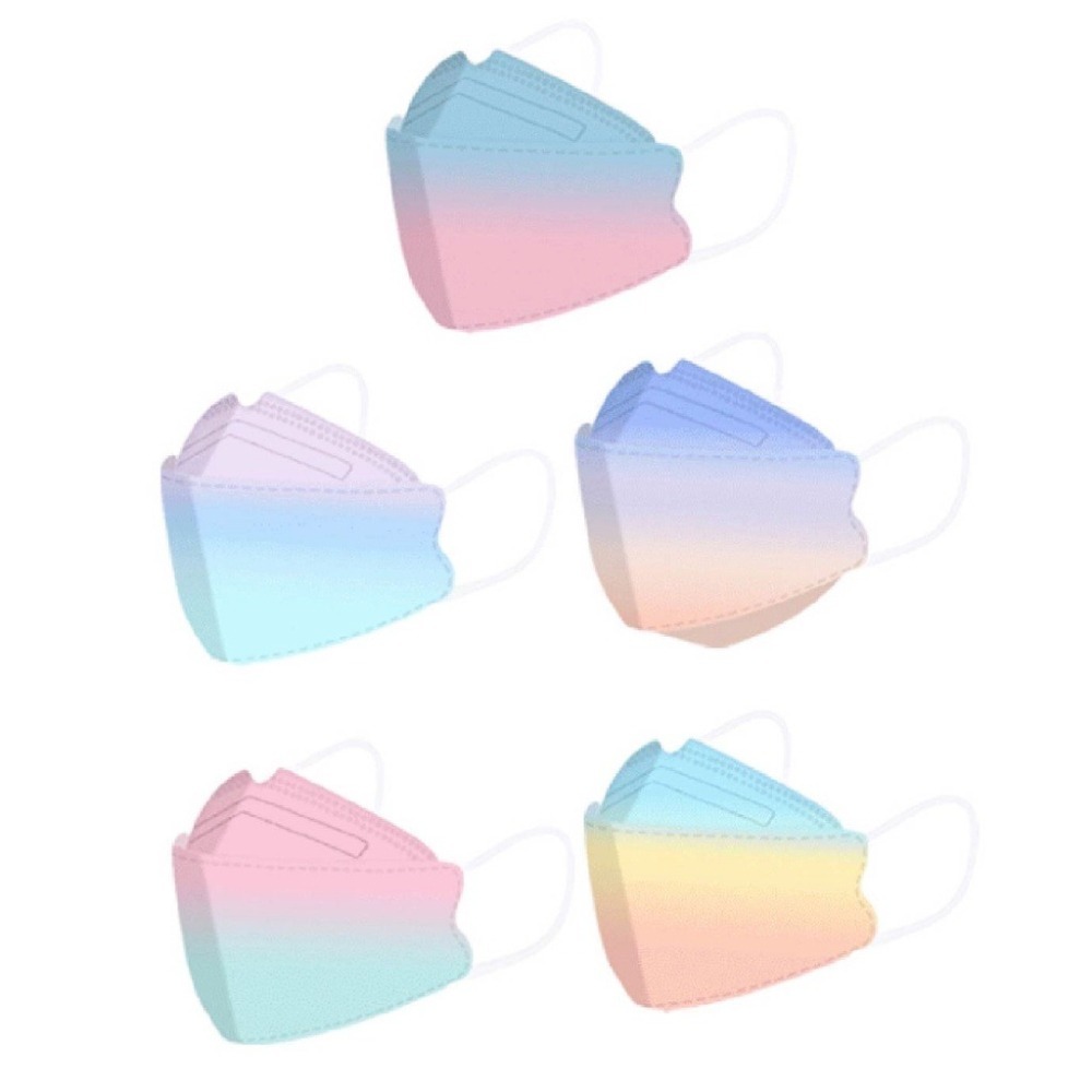 🔥時尚漸層色🔥漸層KF94口罩 4D魚型口罩 韓版成人口罩 立體口罩 魚嘴口罩 彩虹柳葉口罩 船型口罩-細節圖2