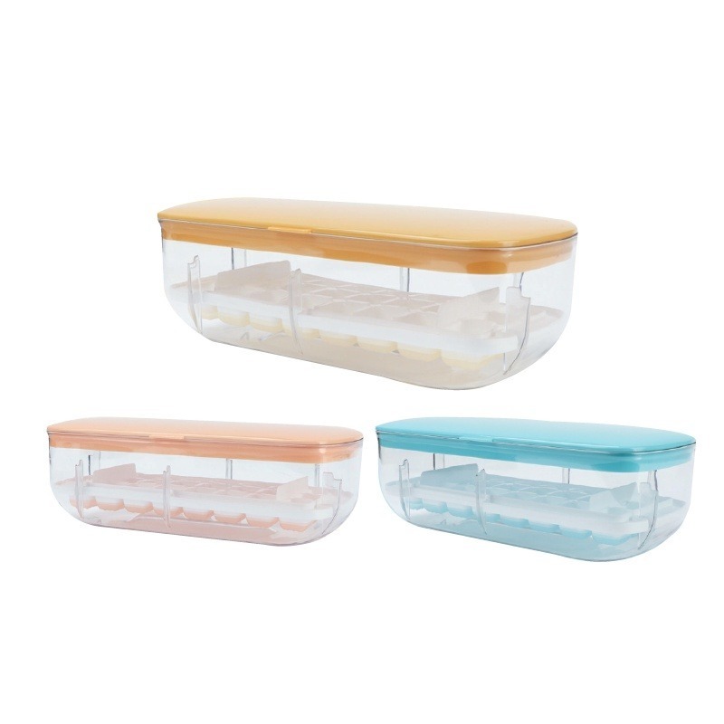 🔥最低價🔥按壓式製冰盒 製冰盒 矽膠製冰格 按壓式冰塊盒 帶蓋儲冰盒 冰塊模具 冰塊盒 懶人製冰機 自製冰塊 家用製-細節圖2