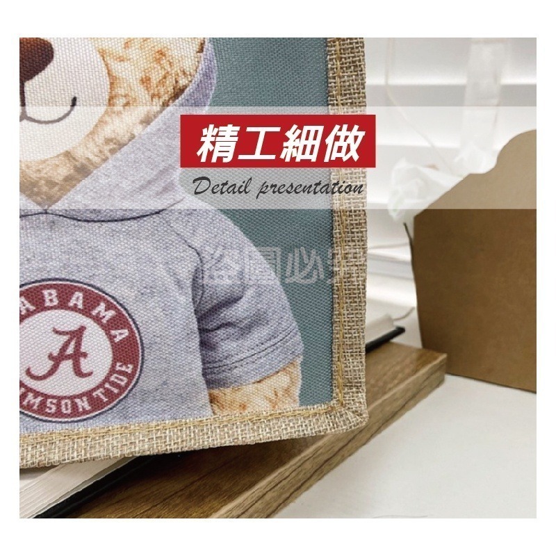 🔥台灣發貨🔥小熊編織手提袋 環保購物袋 手提包 可愛小熊手繪 小包包 環保收納袋 編織包 環保提袋 小熊亞麻手提袋-細節圖4