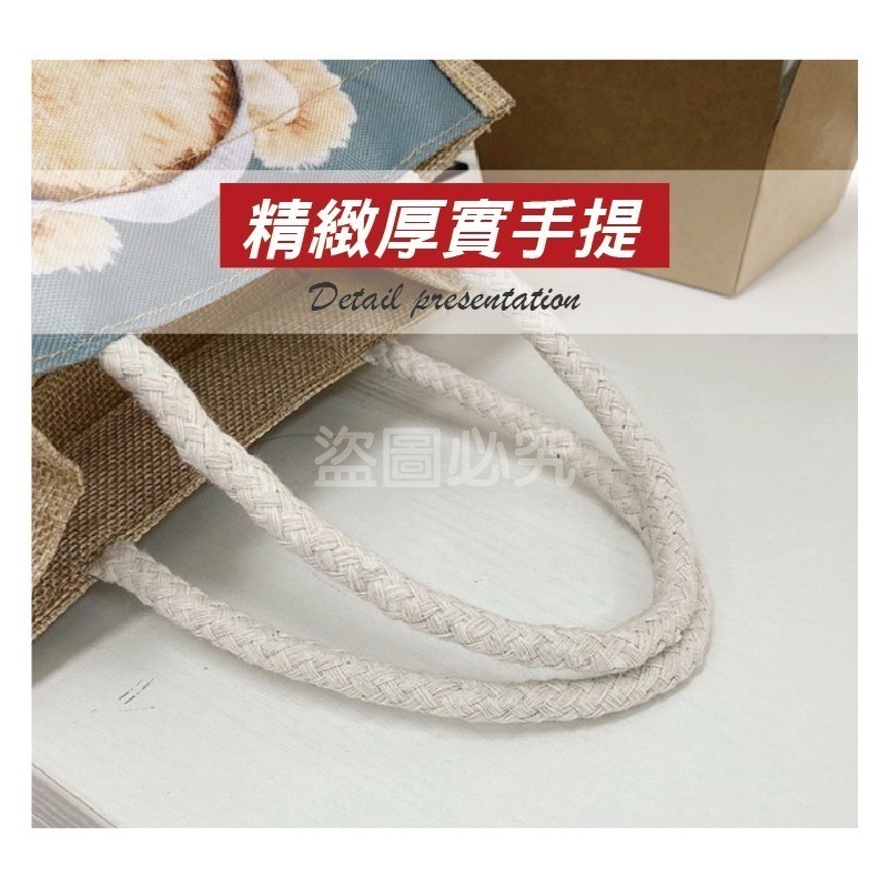 🔥台灣發貨🔥小熊編織手提袋 環保購物袋 手提包 可愛小熊手繪 小包包 環保收納袋 編織包 環保提袋 小熊亞麻手提袋-細節圖5