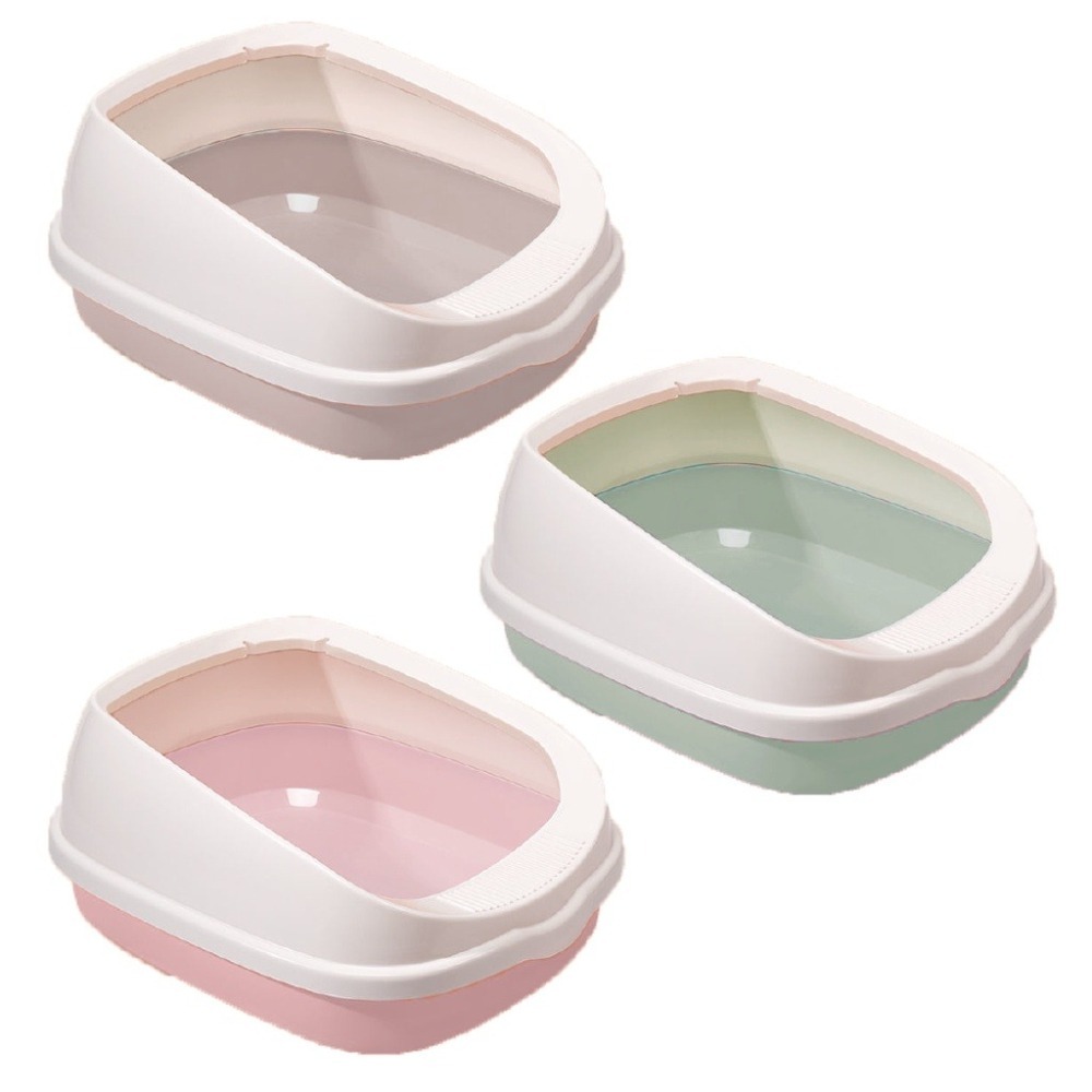 🔥台灣發貨🔥送貓砂鏟🔥半封閉式貓砂盆 北歐色系貓砂盆 加高護欄 阻擋貓砂 貓便盆 貓咪廁所 防噴濺貓砂盆 貓砂盆-細節圖2