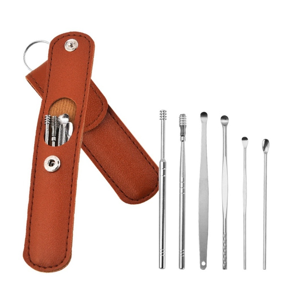 🔥台灣發貨🔥掏耳6件組 不鏽鋼掏耳套組 掏耳組 不鏽鋼耳勺 耳朵清潔 清潔耳朵 不鏽鋼掏耳組 挖耳勺 掏耳棒 挖耳棒-細節圖2