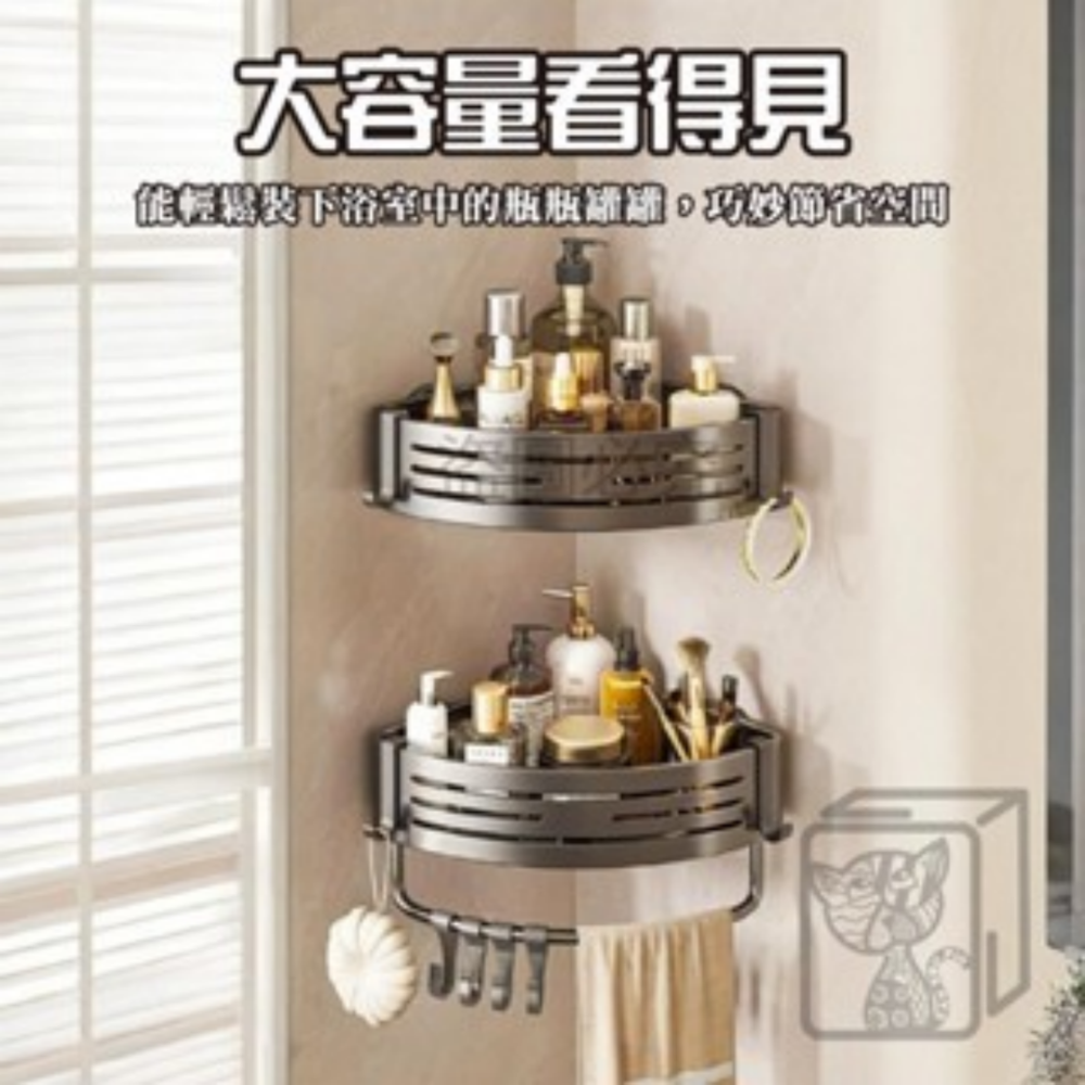 🔥雙重吸附🔥太空鋁吸盤置物架 免打孔置物架 吸盤置物架 無痕置物架 浴室 廁所三角架 四方架 四方置物架 轉角置物-細節圖7