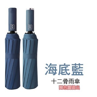 海底藍 十二骨商務雨傘