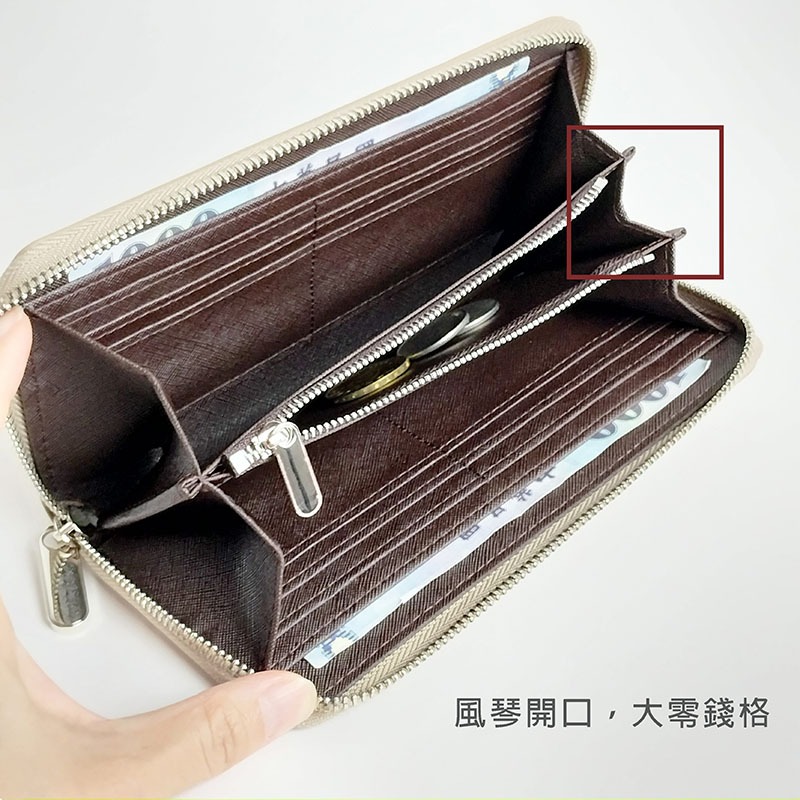 (限時199免運)現貨👍熱賣大容量真皮頭層牛皮長夾手機包皮夾手拿包(男女適用) <玩美共和國>-細節圖2
