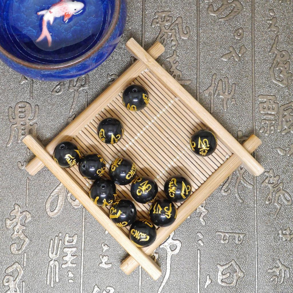 六字真言黑曜石 台灣現貨天天出貨、#心經、#辟邪、#開運、#硃砂手鏈、#黑曜石、#招財，#六字真言 #心經、#辟邪 30-細節圖4